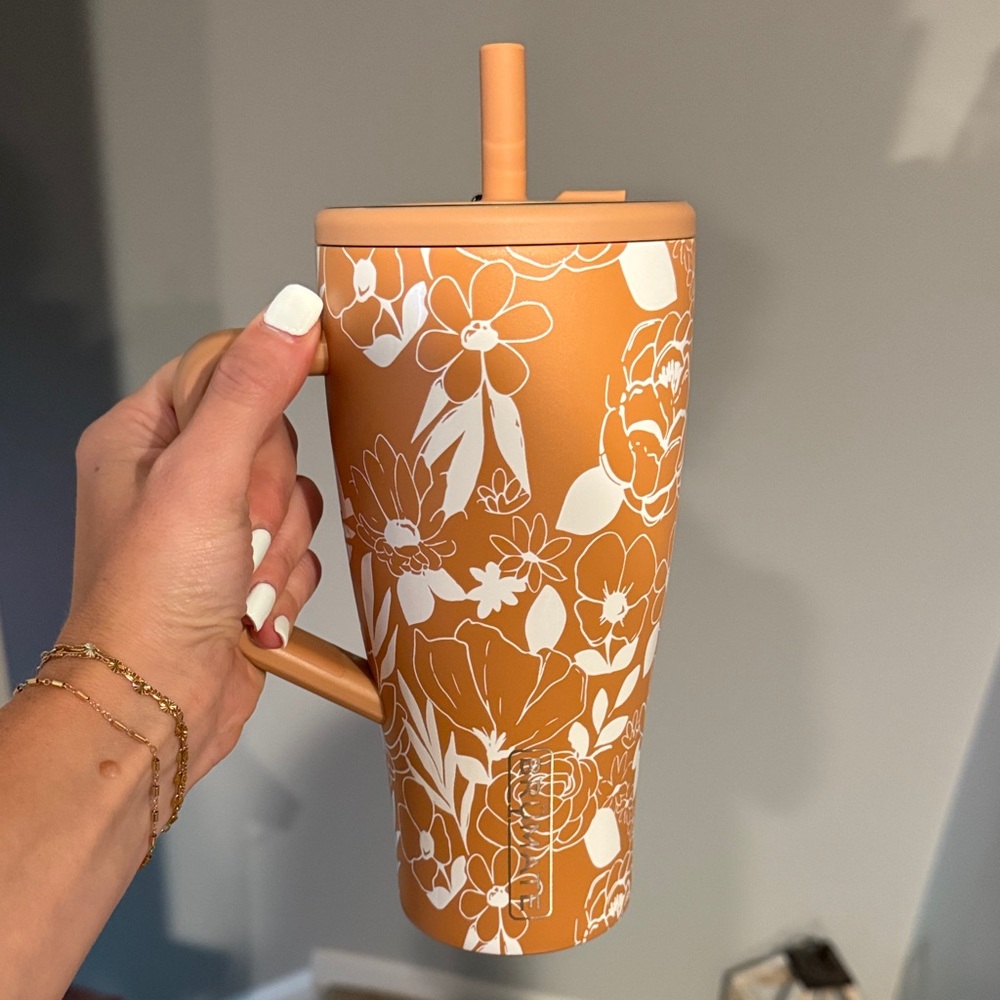 Limited Edition Floral Orange Tumbler with Straw